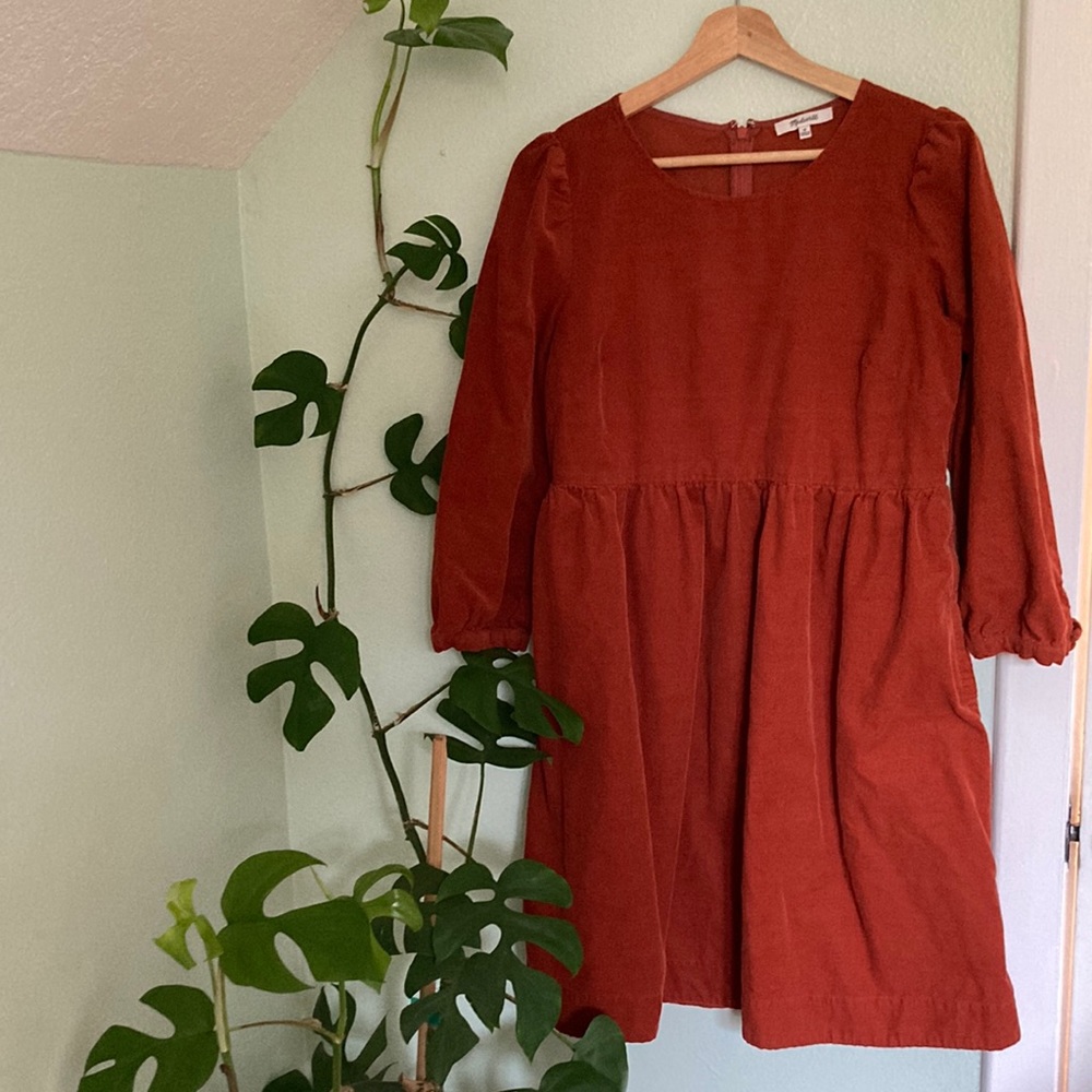 Madewell Puff Sleeve Corduroy Dress